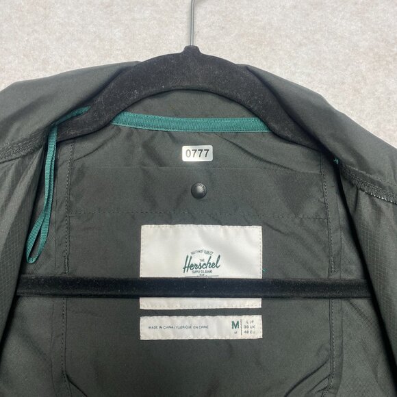Herschel Rain Jacket Men's M Black Polyester Snap Button Lightweight - Picture 12 of 13
